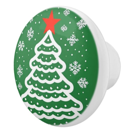 Groene en rode kerst keramische knop (Rechts)