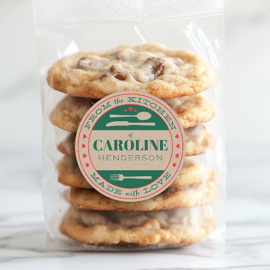 Groene en Rode Kerst Meteen Gebakken Eten Cadeau Ronde Sticker