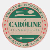 Groene en Rode Kerst Meteen Gebakken Eten Cadeau Ronde Sticker (Voorkant)