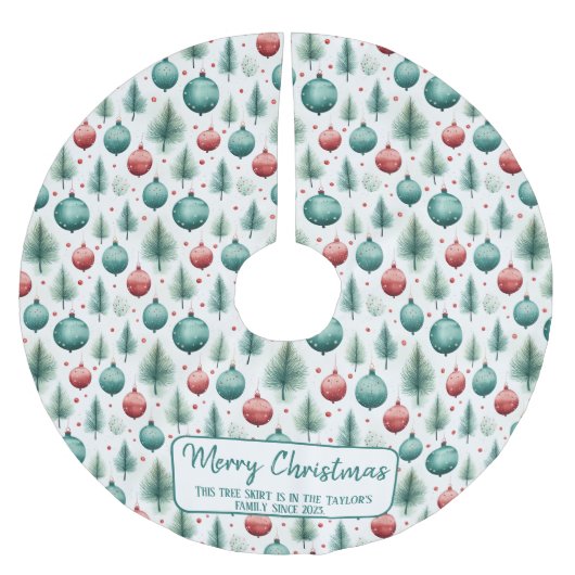 Groene en Rode Kerst Patronen - Kerstboom Rok (Voorkant)