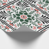 Groene en rode kerst volkskunst cadeaupapier (Hoek)