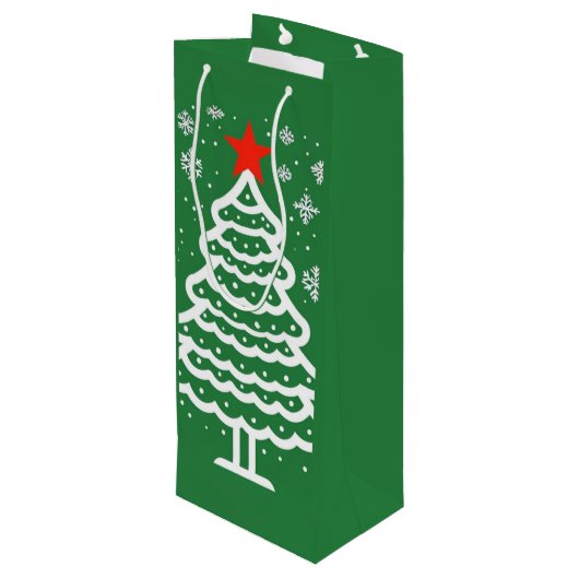 Groene en rode kerst wijn cadeautas (Achterkant Gekanteld)