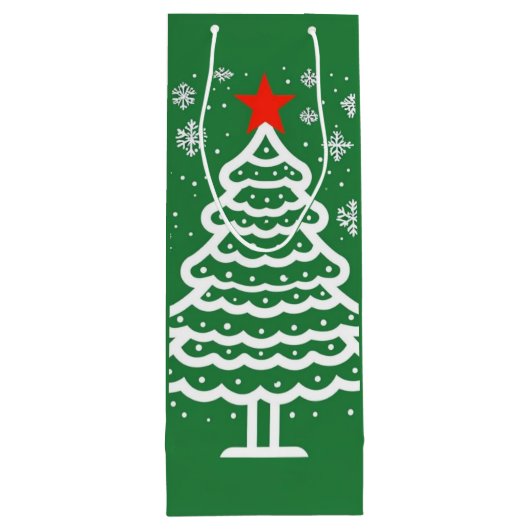 Groene en rode kerst wijn cadeautas (Achterkant)