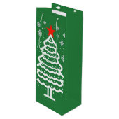 Groene en rode kerst wijn cadeautas (Voorkant Gekanteld)