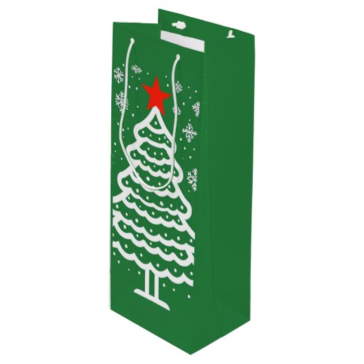 Groene en rode kerst wijn cadeautas (Voorkant Gekanteld)