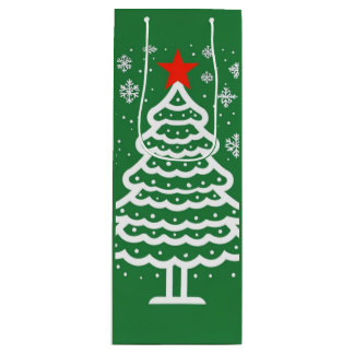 Groene en rode kerst wijn cadeautas