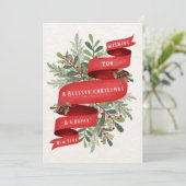 Groene en rode kerstbloem Wenskaart Feestdagenkaart (Staand voorkant)