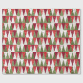 Groene en rode kerstbomen cadeaupapier (Vlak)
