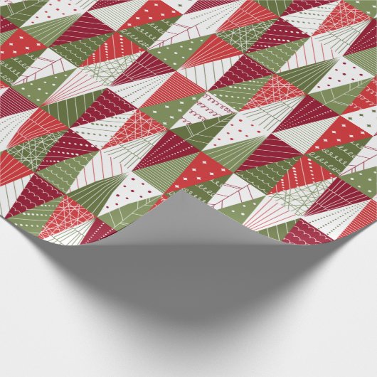 Groene en rode kerstbomen cadeaupapier (Hoek)
