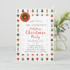 Groene en Rode Kerstbomen Lieveheersbeestje Feestj Kaart