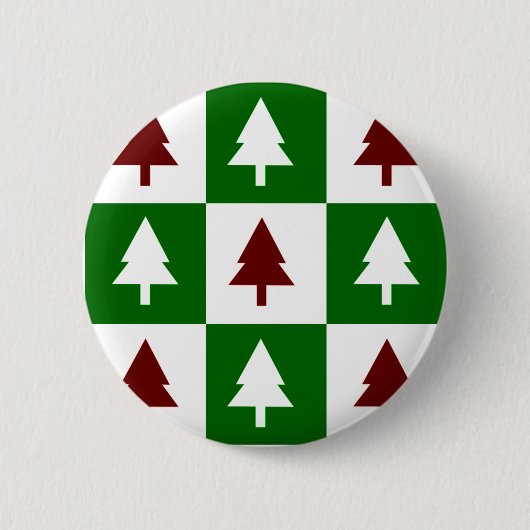 Groene en rode kerstbomen ronde button 5,7 cm (Voorkant)