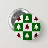 Groene en rode kerstbomen ronde button 5,7 cm (Voorkant /achterkant)