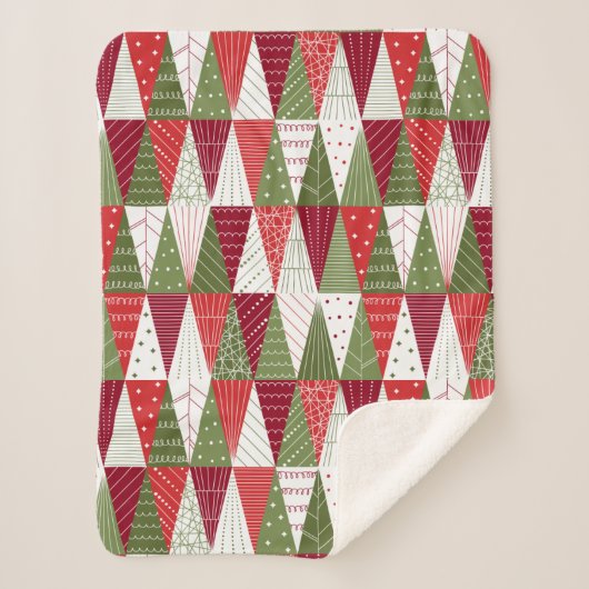 Groene en rode kerstbomen sherpa deken (Voorkant)