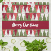 Groene en rode kerstbomen theedoek (Gevouwen)