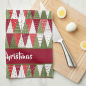 Groene en rode kerstbomen theedoek (Quarter Fold)