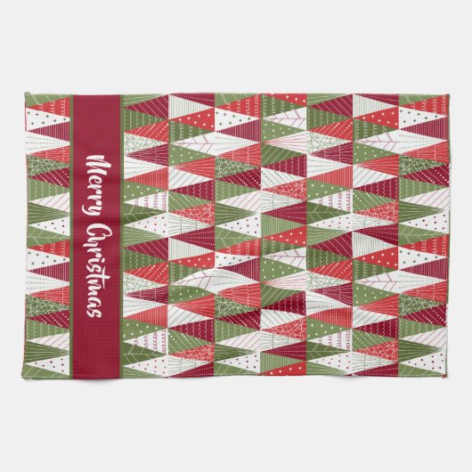 Groene en rode kerstbomen theedoek (Horizontaal)