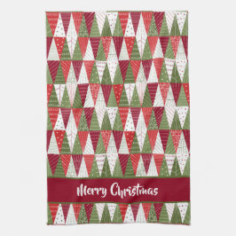 Groene en rode kerstbomen theedoek