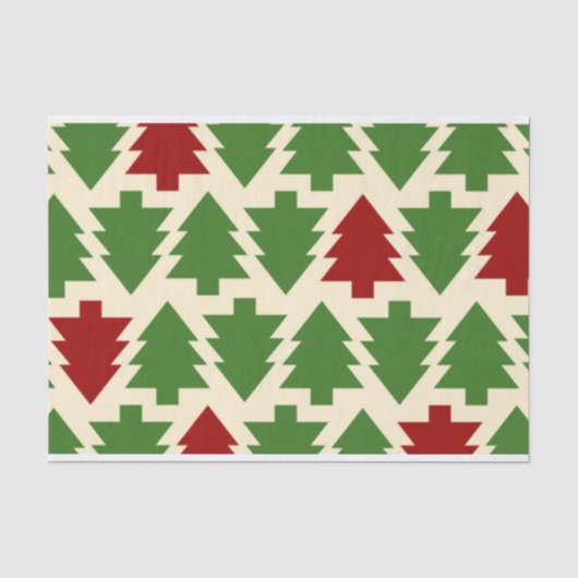 Groene en rode kerstbomen tissuepapier (Voorkant)