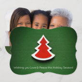 Groene en rode kerstboom, tweezijdige fotokaart feestdagenkaart (Voorkant / Achterkant)