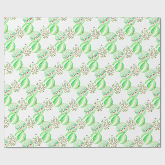 Groene en rode kerstbubbels cadeaupapier (Vlak)