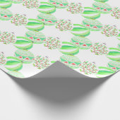 Groene en rode kerstbubbels cadeaupapier (Hoek)