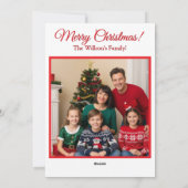 Groene en rode kerstkaart met kerstboomversieringe (Achterkant)