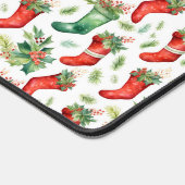 Groene en rode kerstkousen bureaumat (Hoek)