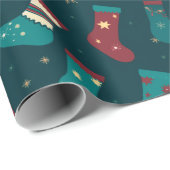 Groene en Rode Kerstkousen Groene Kerstmis Cadeaupapier (Rol Hoek)