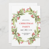 Groene en Rode Kerstkrans Kerstfeest Party Feestdagenkaart (Voorkant / Achterkant)