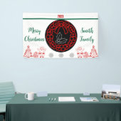 groene en rode kerstkrans sneeuwvlok Santa Clause Spandoek (Beurs)