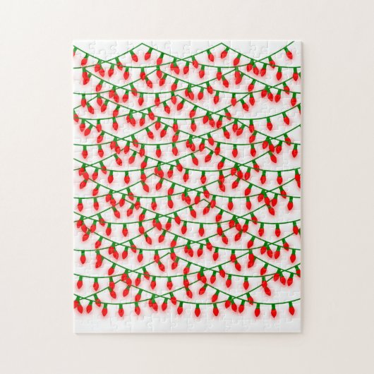 Groene en rode kerstlampjes die rustreren legpuzzel (Verticaal)