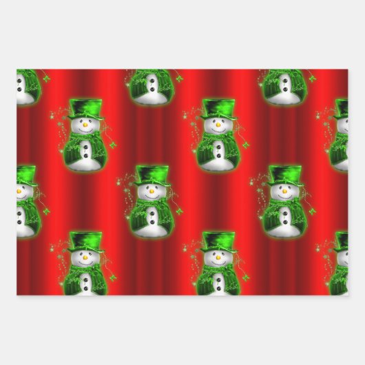 Groene en Rode Kerstmis Inpakpapier Vel (Voorkant)