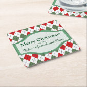 Groene en Rode Kerstmis op maat Kartonnen Onderzetters (Schuin)