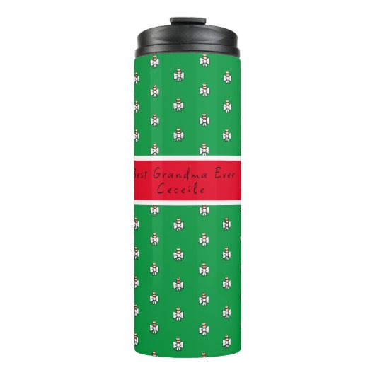 Groene en Rode Kerstmis Thermische Tumbler Thermosbeker (Voorkant)
