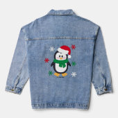 Groene en Rode Kerstmispinguïn Denim Jacket (Achterkant)