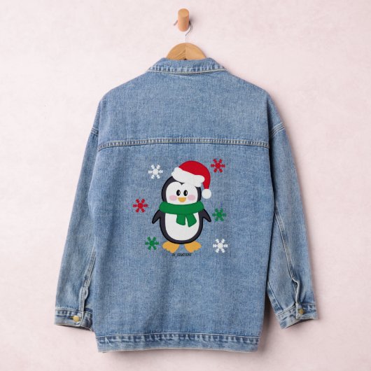 Groene en Rode Kerstmispinguïn Denim Jacket (Hangar)