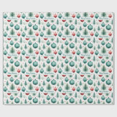 Groene en rode kerstpatronen - cadeaupapier (Vlak)