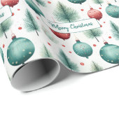 Groene en rode kerstpatronen - cadeaupapier (Rol Hoek)