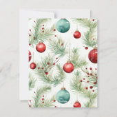 Groene en rode kerstpatronen - feestdagenkaart (Achterkant)