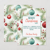 Groene en rode kerstpatronen - feestdagenkaart (Voorkant / Achterkant)