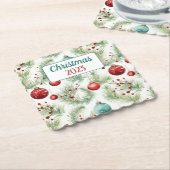 Groene en rode kerstpatronen - kartonnen onderzetters (Gebogen)