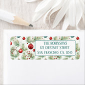 Groene en rode kerstpatronen - retouradres etiket (Insitu)