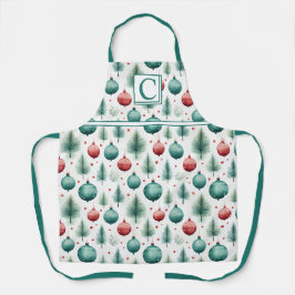 Groene en rode kerstpatronen - schort