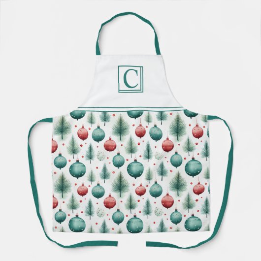 Groene en rode kerstpatronen - schort (Voorkant)