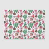 Groene en rode kerstsymbolen tissuepapier (Voorkant)
