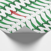 Groene en rode koi visschroot cadeaupapier (Hoek)