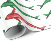 Groene en rode koi visschroot cadeaupapier (Rol Hoek)