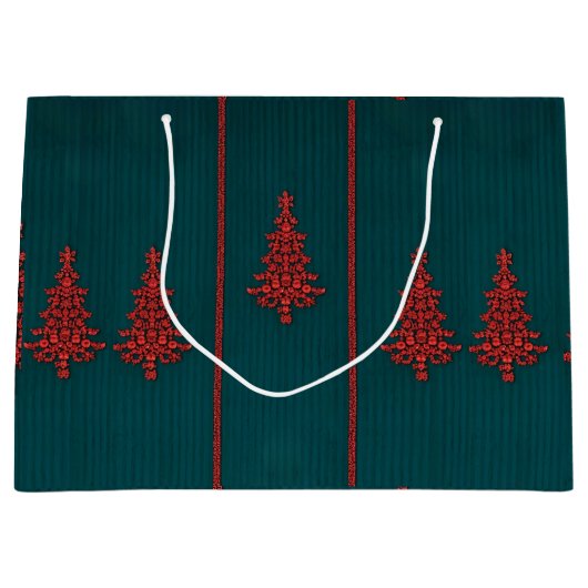 Groene en Rode Kristallen Kerstbomen Groot Cadeauzakje (Voorkant)