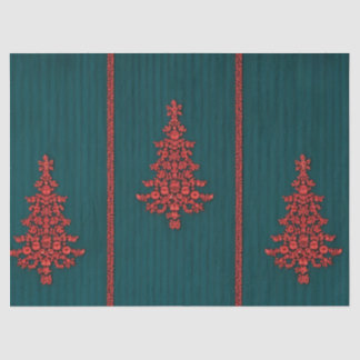 Groene en Rode Kristallen Kerstbomen Tissuepapier