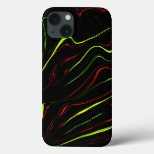 Groene en rode lange strokken, zwarte achtergrond Case-Mate iPhone case